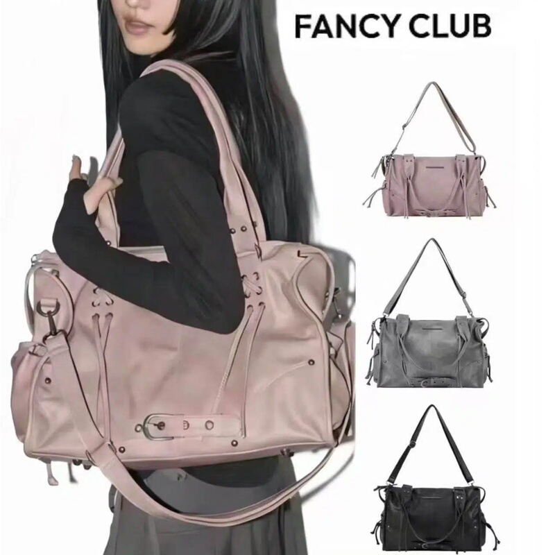 Korean Fancy Club Seo Yeon's Same Style Motorcycle Tote Bag, Retro Versatile Large-Capacity Shoulder Bag, Handbag, Crossbody Bag