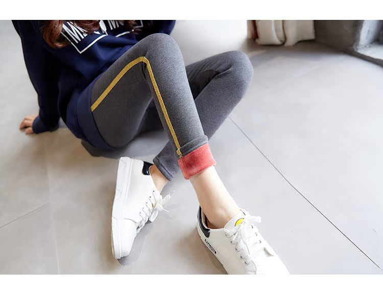 Quần cạp cao cộng với quần legging nhung nữ mùa thu đông quần dài bó sát quần skinny bó sát mỏng hai quần thanh quan dai nu
