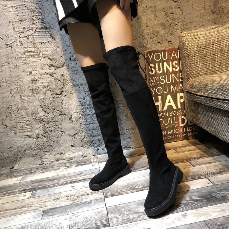 2020 European station autumn and winter thick-soled over-the-knee boots women's tall Martin boots long skinny boots women's boots trend