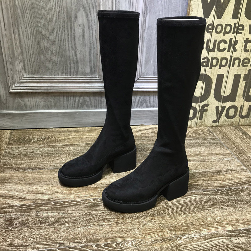 2022 - European station autumn and winter new boots with thin heel boots high - cylinder martin boots and lean boots tide