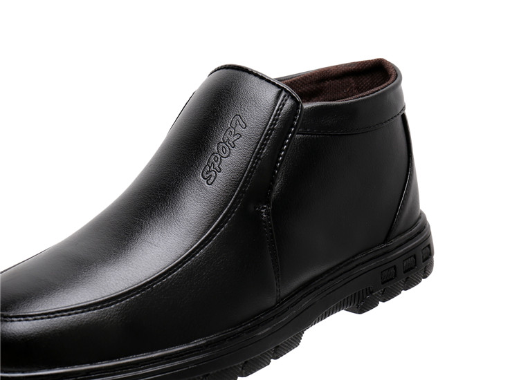 Cộng với giày nhung Giày da nam dày, giày cotton nam cao, chống trơn, giày cotton trung niên, giầy cotton giày sneaker nam