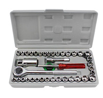 40 Pieces Sleeves Wrench Car Maintenance Tool Combination Suit Home Hardware Toolbox Petrol Repair Sleeve Head Ratchet