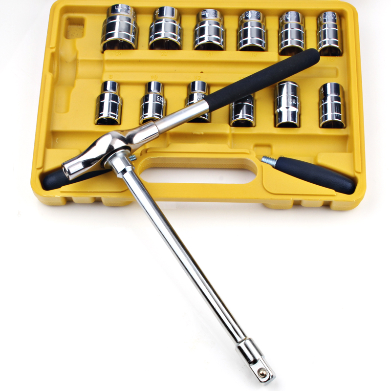 1 2 sleeve wrench with exchangeable head T-chrome vanadium F type steering wrench Fast ratchet bending lever slide bar long contact