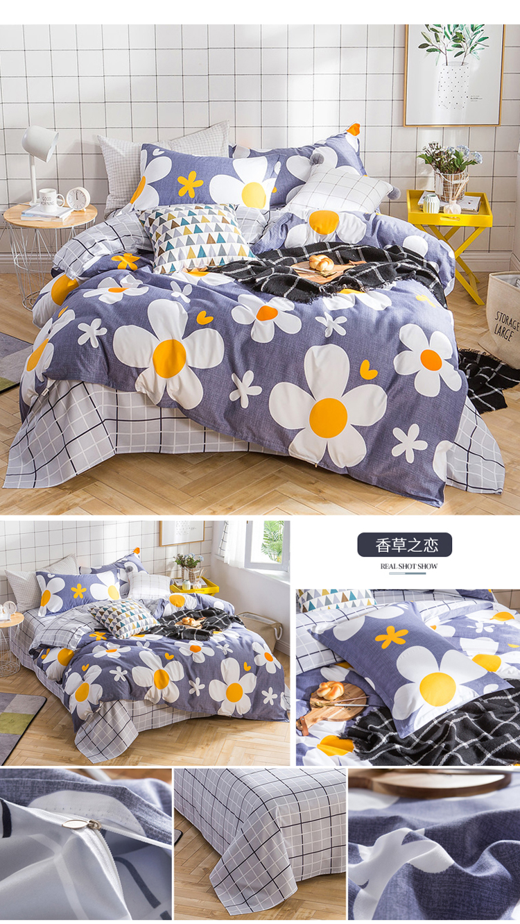 Net màu đỏ tờ bông giường ba bộ bông sinh viên phòng ngủ đơn quilt cover 2 bộ mùa hè bốn miếng