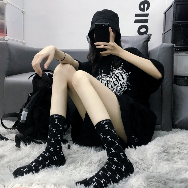 Women's Mid-Calf Socks for Spring and Summer ins Trendy Outerwear Shark Leggings Z Letter Personalized Sports Autumn and Winter Men's Long Socks Women's Mid-Calf Socks for Spring and Summer ins Trendy Outerwear Shark Leggings Z Letter Personalized Sports Autumn and Winter Men's Long Socks
