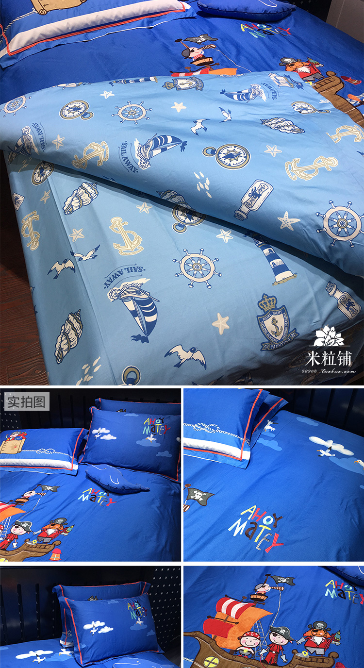 Phim hoạt hình thiếu nhi cotton bốn mảnh Bộ đồ giường 1,8 m 1,5 chăn trải giường 2,0m tấm ba mảnh - Bộ đồ giường bốn mảnh bộ ga giường