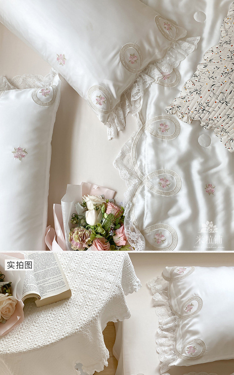 Химические волокна 公主风夏凉被蕾丝80双面支天丝夏被四件套 裸睡空调被夏季可机洗 OTHER