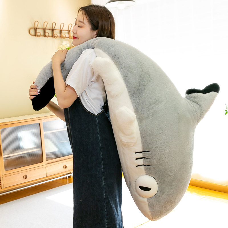 Internet Celebrity Quirky and Cute Shark Plush Pillow, Cat Long Pillow, Adorable Stuffed Toy, Birthday Gift for Women