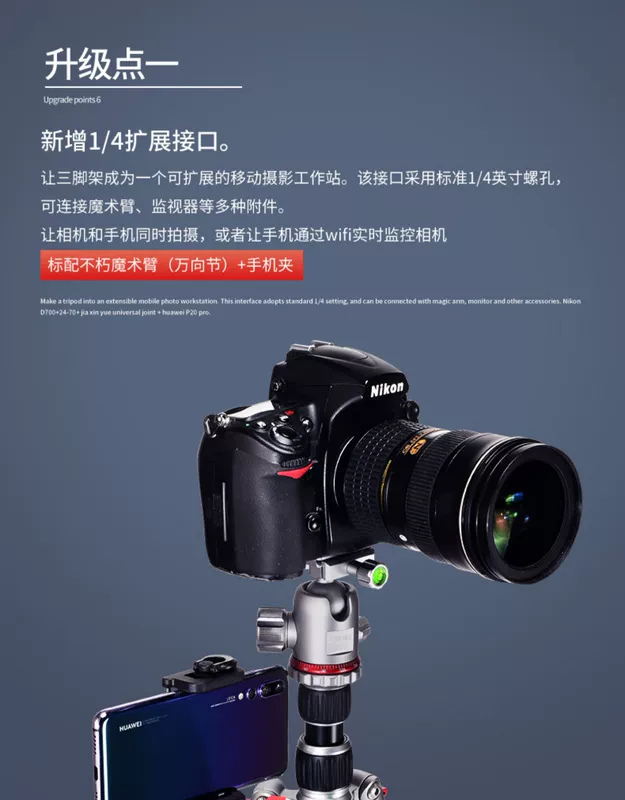 CO2535 Jiaxin Wyatt SLR camera chân máy đơn nhiếp ảnh điện thoại vi máy ảnh du lịch cầm tay đầu chân máy - Phụ kiện máy ảnh DSLR / đơn