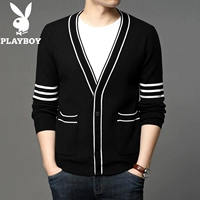 09-9626 (три кольца рукава) вязаный кардиган черный