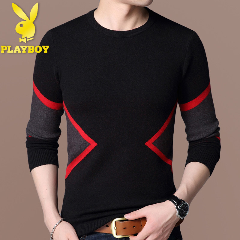 Playboy long-sleeved T-shirt men's youth knitted sweater 2022 new spring and autumn round neck inner wear men's sweater