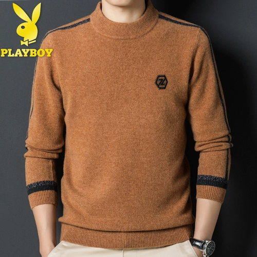 Playboy, шерстяной демисезонный утепленный трикотажный базовый приятный телу свитер