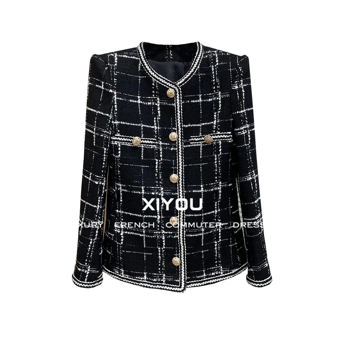 Демисезонная элитная шерстяная ростометрическая куртка, куртка, slim fit, стиль Chanel, французский стиль