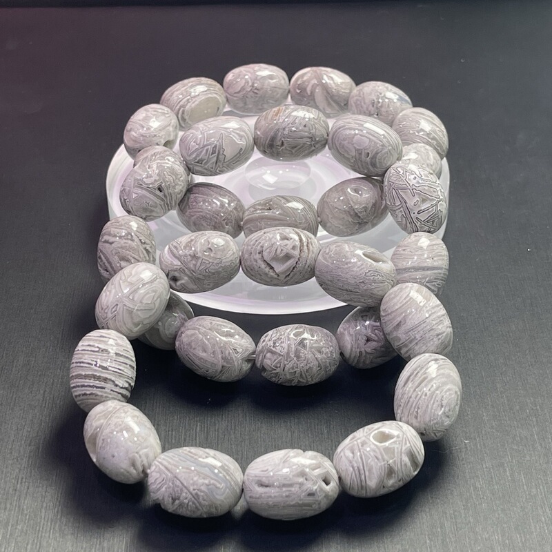 Z0312 Mexican Agate Barrel Bead Single Circle Bracelet Agate Crystal Tooth Cave Smiling Face Treasure Bowl Bracelet 15*20mm