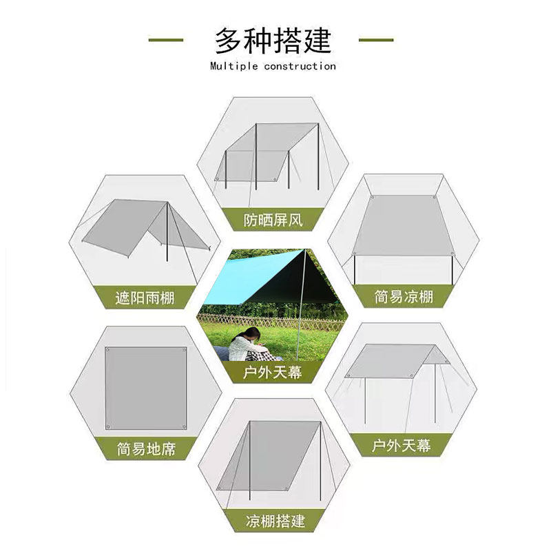 товар из китая 户外方形黑胶天幕帐篷防雨防水露营棚防晒钓鱼遮阳棚野营烧烤凉棚