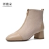 Mùa thu 2019 phiên bản Hàn Quốc mới của chất liệu da dày với Martin boot dây kéo bốt cao cổ - Giày ống