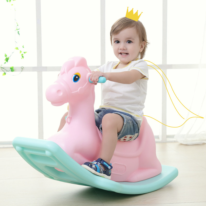 Children's rocking horse toy with music Baby rocking horse Plastic large dual-use 1-2-6 years old