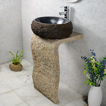Courtyard wash basin balcony art garden outdoor integrated floor-to-ceiling household antique stone column washbasin