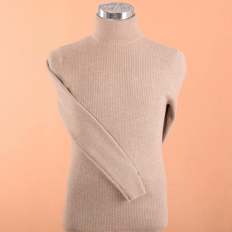 Được sản xuất tại Nội Mông áo len cashmere nguyên chất mùa đông dày lên ấm áp nam thanh niên trưởng thành áo len cashmere cơ bản B7 - Áo len Cashmere