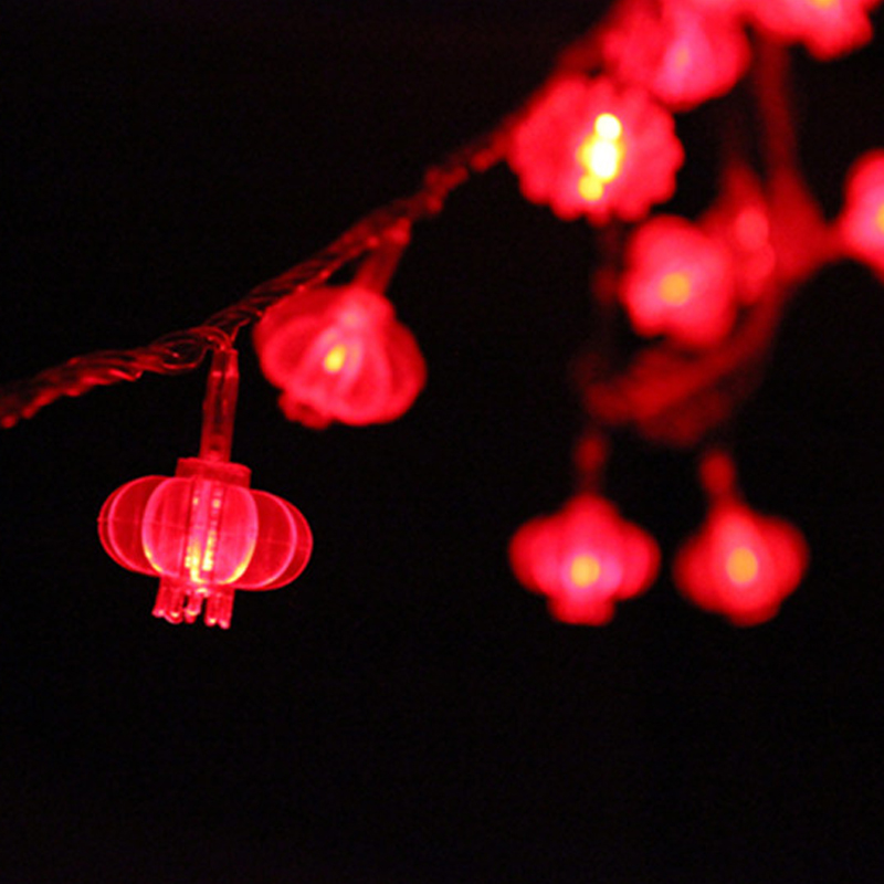 Red lantern light string Spring Festival New Year New Year Small lantern Home decoration light string Outdoor garden Waterproof Chinese knot