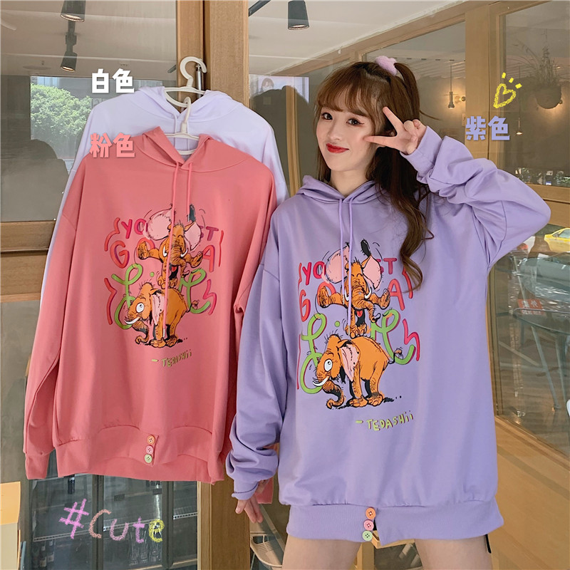 Women's coat fashion ins super fire yuansuo versatile student Korean loose hooded fashion sweater thin spring and Autumn