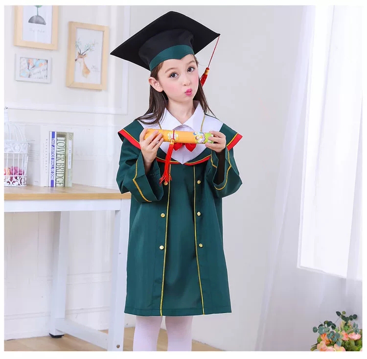 Children's Doctor's Gown Kindergarten Primary School Graduation Photo Clothing Bachelor's Gown Sixth Grade Graduation Gown Photo Clothing and Hat