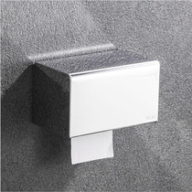 Stainless steel tissue box Long non-perforated household toilet toilet toilet paper box Double tissue holder roll paper shelf