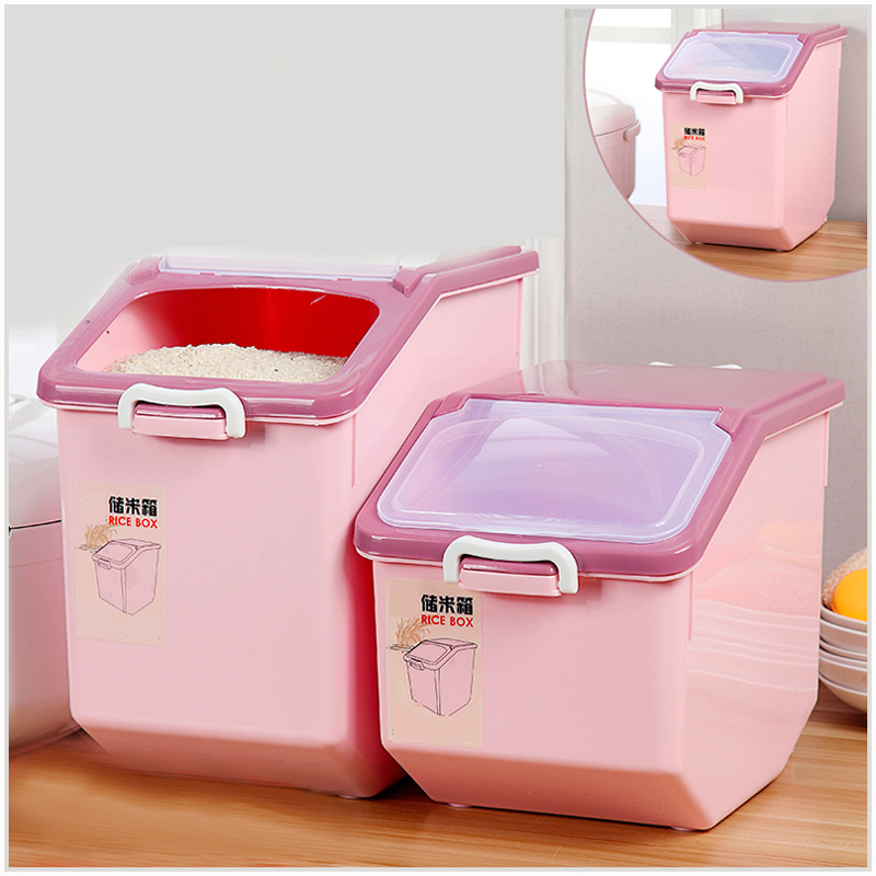 Firm Supermarket Confined Sein White Tabletop Rice Barrel Tightness Sealing Tank Grid Multifunction Storage Plus High Rice Boxes