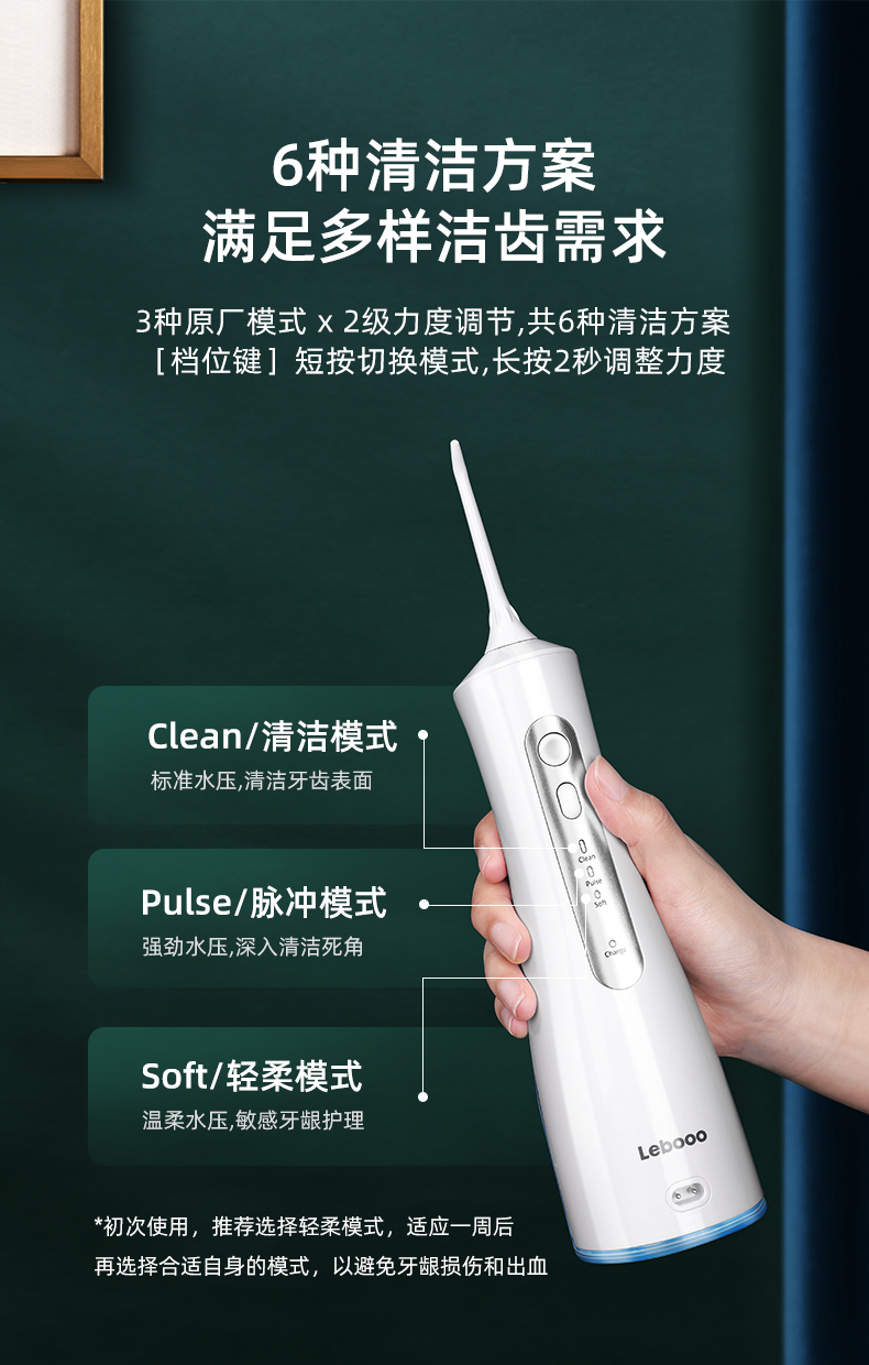 华为智选 LEBOND 力博得  便携式冲牙器 带5个喷头 图5