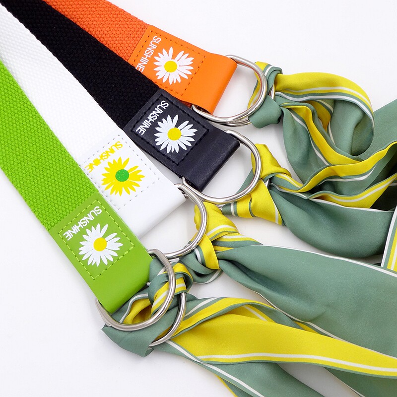 Little daisy streamer student ins trendy personality belt belt Korean belt female hip-hop all-match double-ring buckle canvas belt