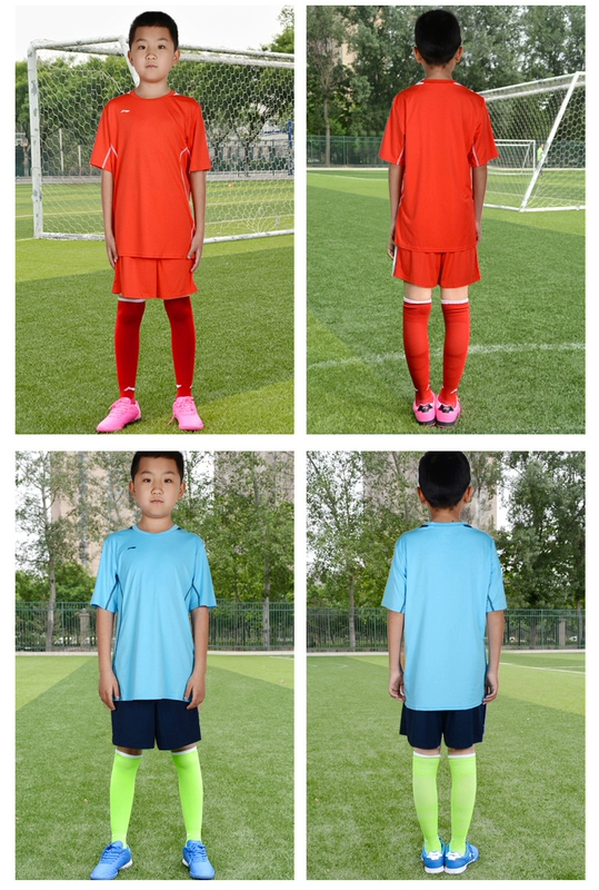 Li Ning trẻ em quần áo bóng đá phù hợp với học sinh bảng ánh sáng quần áo nam và nữ đồng phục đội ngắn tay ngắn mua tùy chỉnh - Bóng đá