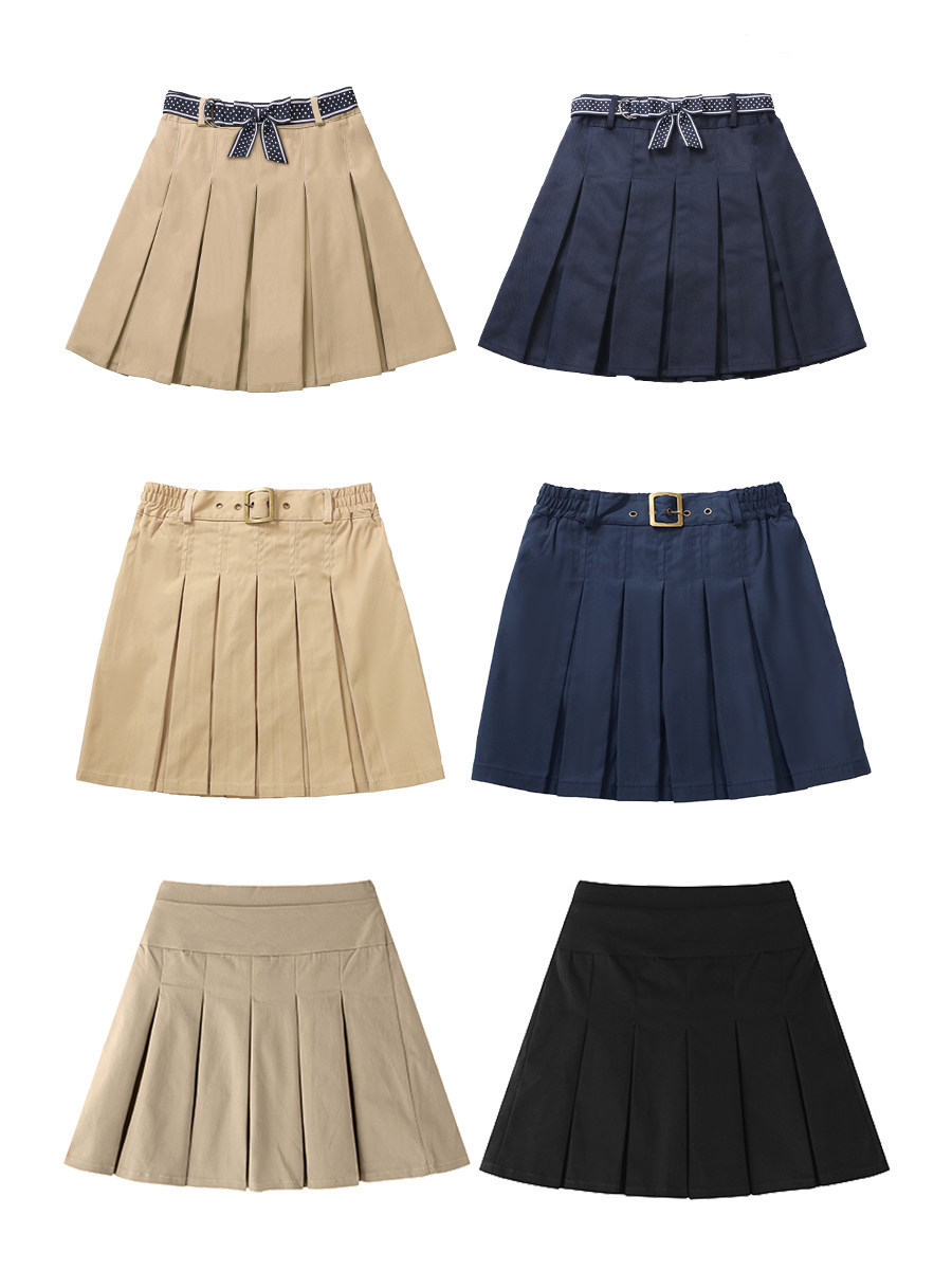 Girls' Pleated Skirts Skirts Navy Blue Children's Pleated Skirts Khaki Skirts Spring and Autumn Elementary School Uniforms Short Skirts