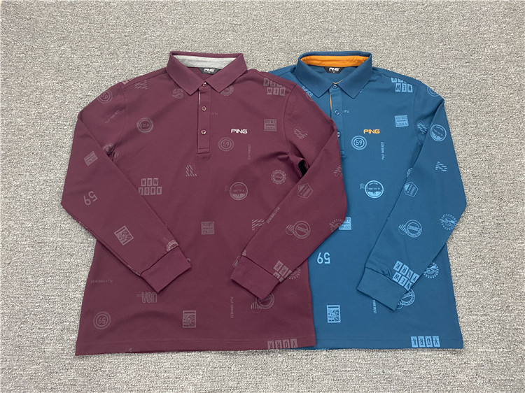 Recommended golf T-shirt long-sleeved T-shirt male spring and autumn polyester breathable sun protection elastic export to Korea