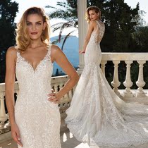 2021 new deep V vintage lace sexy halter forest department travel outdoor lawn wedding dress light wedding dress