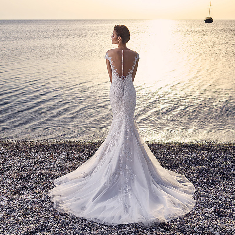 2022 new mermaid wedding dress lace sexy one-shoulder wedding dress big tail wedding dress autumn and winter advanced custom wedding dress