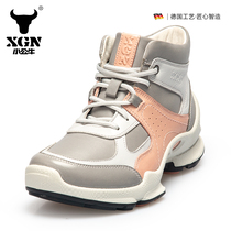 XGN Little bull womens shoes 2021 New medium-high helps genuine leather womens boots Korean version 100 hitch a thick base boot tide