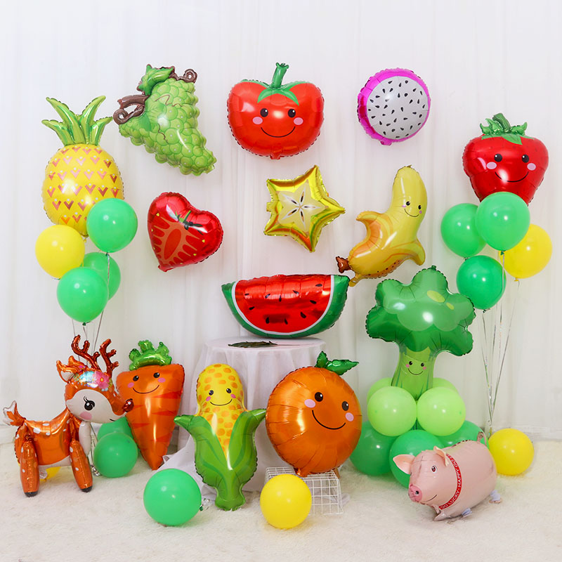 Fruit aluminum balloon fruit balloon orange watermelon strawberry party balloon decoration helium balloon birthday decoration
