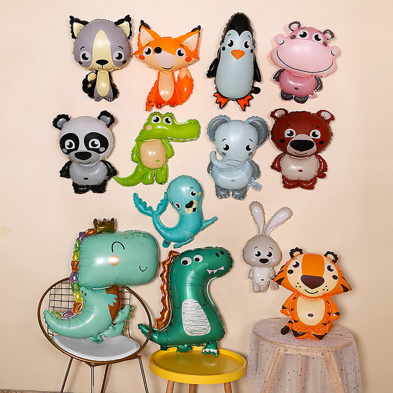 The scene of children's 100th birthday party with cartoon animal theme balloon was decorated for kindergarten activities