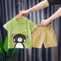 Mens baby Summer Suit baby childrens clothing foreign boy cute cartoon cotton short sleeve T-shirt 2 two-piece tide