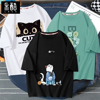 Черная одежда (кот ест рыбу) + белая одежда (кот Сяомань) + одежда цвета морской волны (прохладное лето)