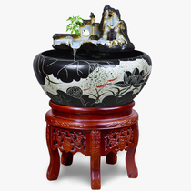 Jingdezhen living room ceramic goldfish tank household fish farming feng shui wheel water truck circulating water filter fish farming basin extra large