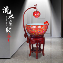 Jingdezhen Chinese ceramic fish tank fish pot filter circulation water goldfish tank turtle tank living room household with light