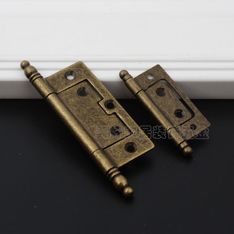 Old antique furniture cabinet door small hinge Bronze mother hinge crown headboard door hinge 2.5 inches 3 inches