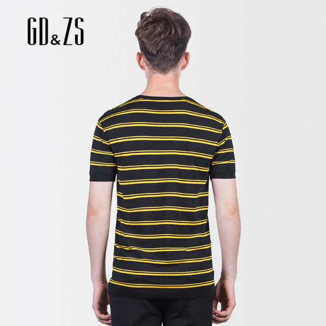 ແບບດຽວກັນຂອງ Gedu Mall 2023 Spring pullover slim casual round neck striped short-sleeved sweater T-shirt for men spring and autumn