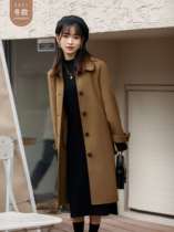 Seven Volume One cut small woolen jacket deep khaki lapel long double-sided cashmere coat girl 1658