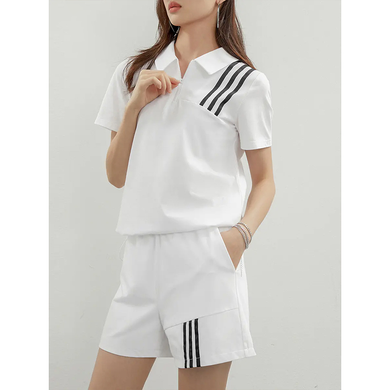 A small man summer white line zipper tip coat shorts shorts suit 0629 0630