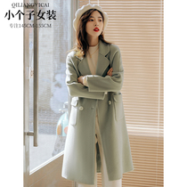 Lacquered with a cut of a small subbean green bifacial cashmere big coat woman Feminine Big Pocket Fur Coats 1681