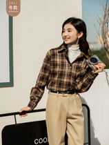 Seven volume a cut small Man shirt retro port flavor niche design Curry check shirt women winter New 1772