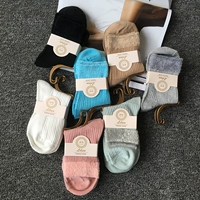 Chất liệu cotton cotton trong vớ cộng với nhung thoải mái thoáng khí terry dày cotton ấm không bị nghẹt chân không hôi chân vớ tất bông