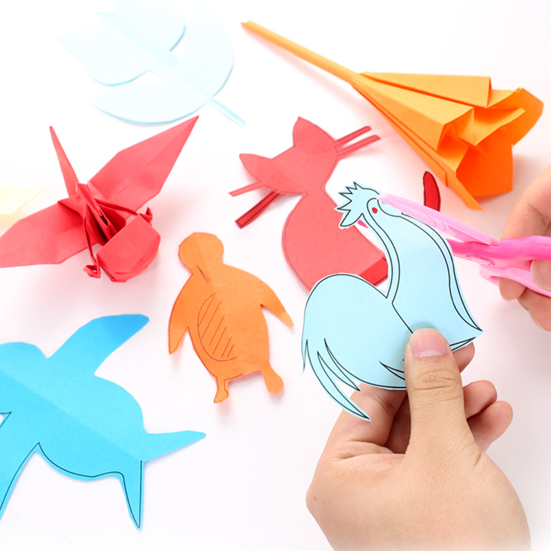 effective color paper handmade paper children kindergarten square origami flower with printer paper